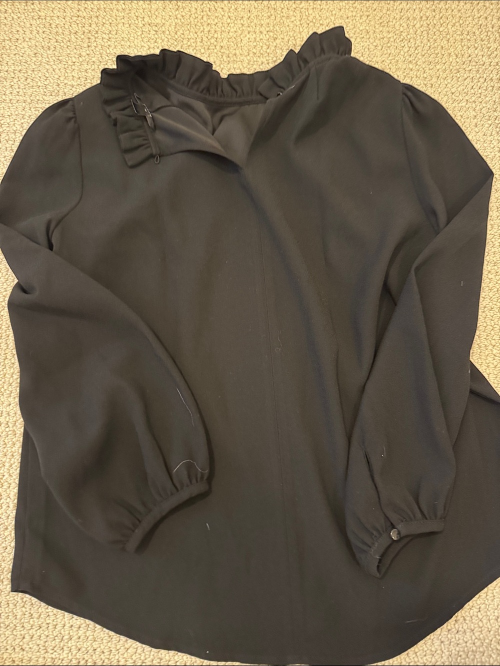 J. CREW CREPE RUFFLE NECK TOP - Picture 3 of 4